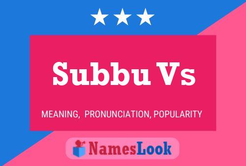 Affiche de nom Subbu Vs