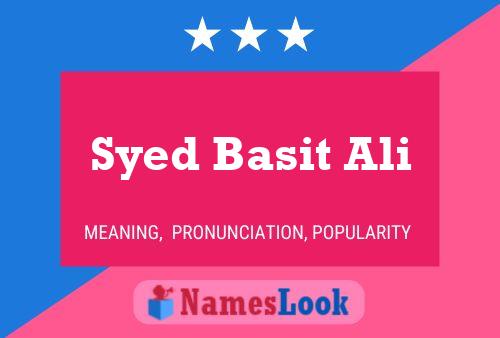 Affiche de nom Syed Basit Ali