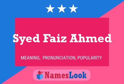 Affiche de nom Syed Faiz Ahmed