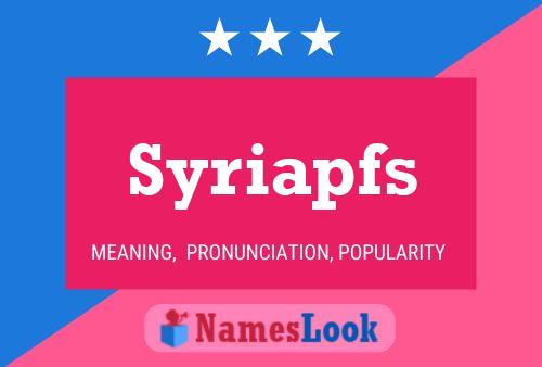 Affiche de nom Syriapfs